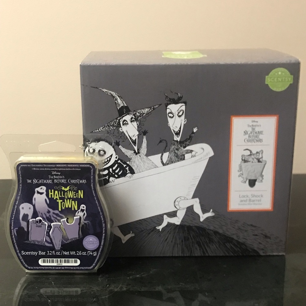 Scentsy Mini Warmer Triplets Lock, Shock & Barrel Before Christmas & Wax Me…